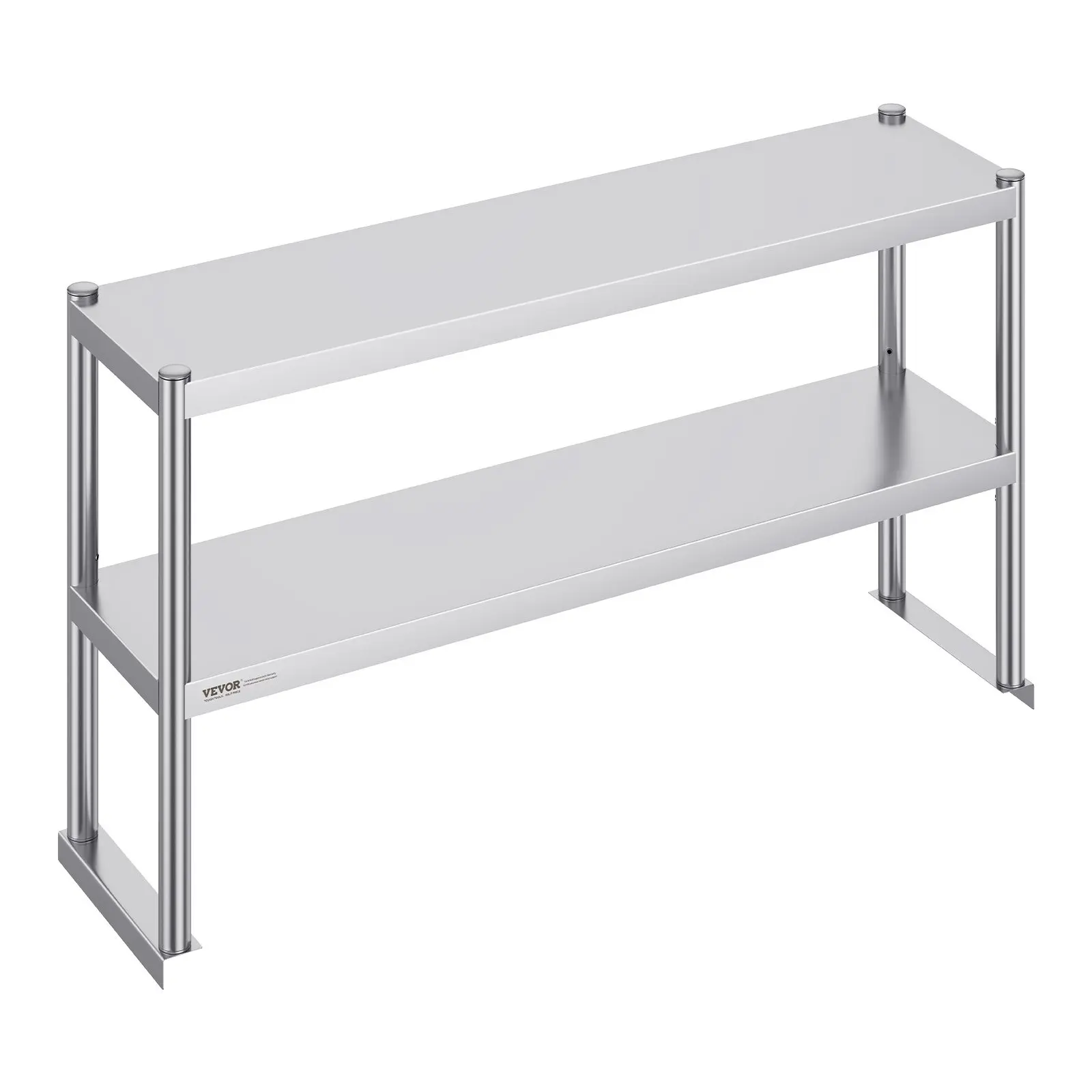 VEVOR Double Overshelf, Double Tier Stainless Steel Overshelf, 12x 48 Inch Double Deck Overshelf, Height Adjustable Overshelf Prep Work Table for Kitchen, Restaurant and Workshop