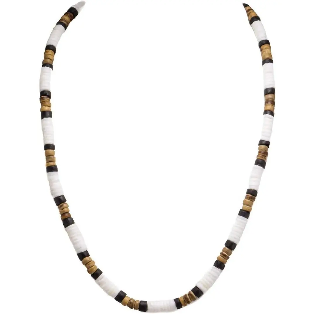 Puka & Coconut Shell Beads Necklace (18")