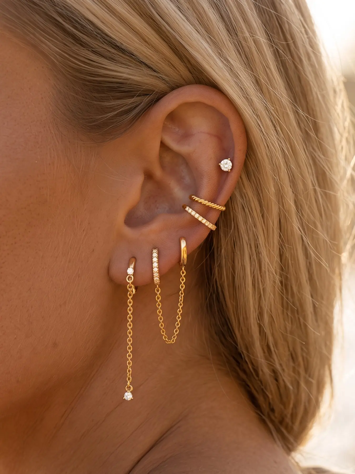 5pcs Stackable Earrings, Cubic Zirconia Twist Rope Ear Cuffs, Hypoallergenic Jewelry for Women, Daily Wear Accessories