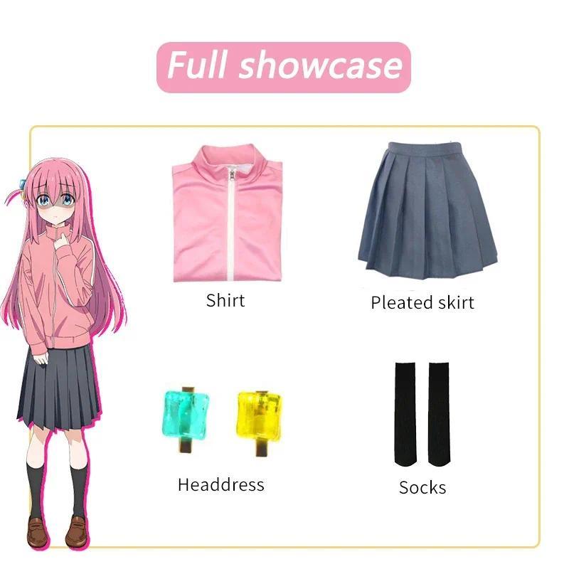 Anime Bocchi The Rock Gotou Hitori Cosplay Costume Gotou Hitori Dress Pink Wig Uniform Jacket Skirt Girls Jk Halloween Outfit