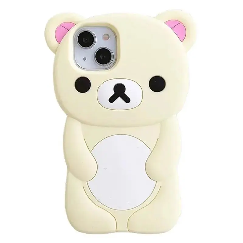Cartoon Animal Cute Bear Soft Silicone Case for IPhone 13 14 15 16 17 Pro Max Cover