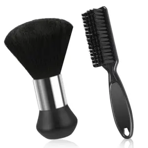 2 Pack Barber Brush Small Brushes Tool for Fades Cleaning Trimmer Hair Clippers Barbershop Lightweight Durable Styling Beard Brush for Men Cleansing Handle Synthetic