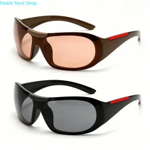 2Pcs Y2K Wraparound Square Polygon Sunglasses, UV400 Protection Trendy Eyewear, Elegant Geometric Shades with Full UV Block Lenses for Summer Beach Vacations & Outdoor Travel Outfits