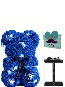 Father's Day Creative New Pe Rose Flower Bear Gift Set, Unique Present for Dad, Perfect Father's Day Surprise, Heartfelt Gesture