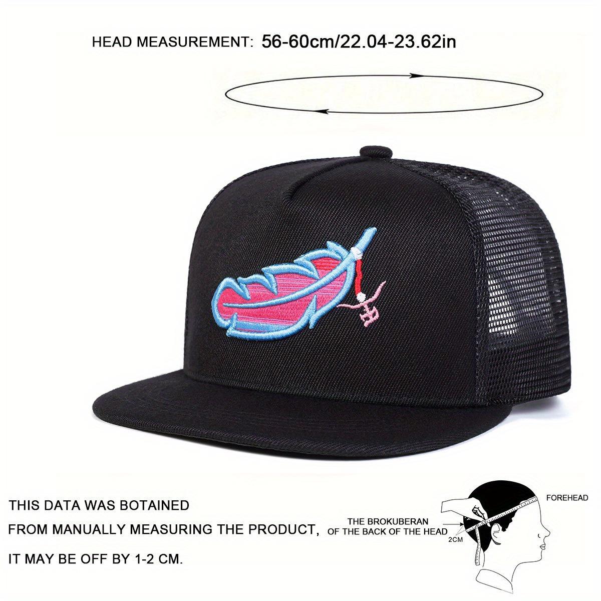 Unisex Feather Embroidered Hip Hop Hat Mesh Hat Outdoor Sport Adjustable Sunscreen Leisure Hat Spring Autumn Travel Tourism Beach Vacation