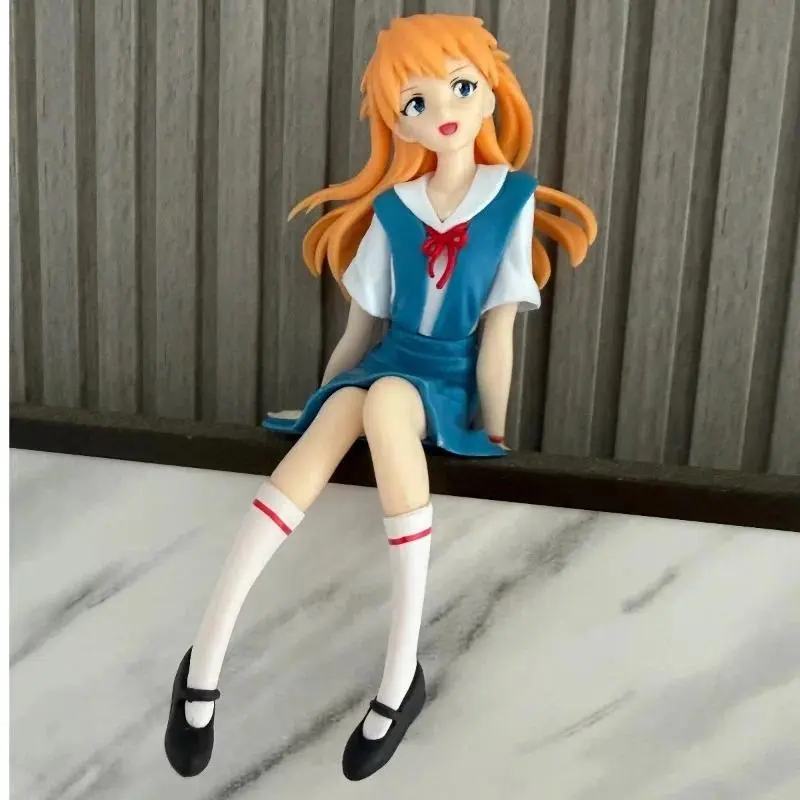 2026 new hot item 14CM  Anime EVA Asuka Langley Soryu School Uniform Sitting Posture Kawaii Figure PVC Model Toys Doll Ornament Gifts