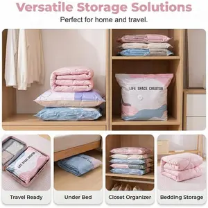 No-Pump Vacuum Storage Bags, 2026 New Cube Compression Space Saver Bags, Upgrade Large Storage Compression Bags No-Pump 3D Vacuum Storage Bags for Clothes, Comforters, Blankets (19.6 * 27.5)