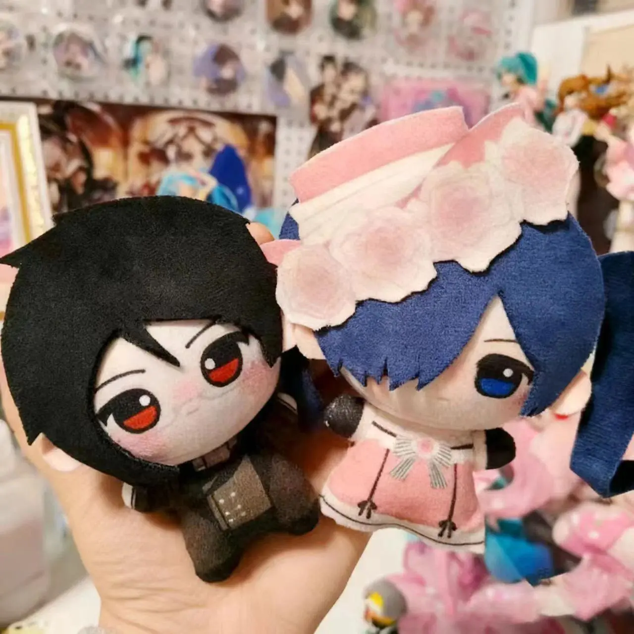 10cm Black Butler Ciel Phantomhive Unisex Anime Print Cotton Plush Doll, Cosplay Wear Dress Up Toy, Leon Figure Pendants Dress Up Key Keychain