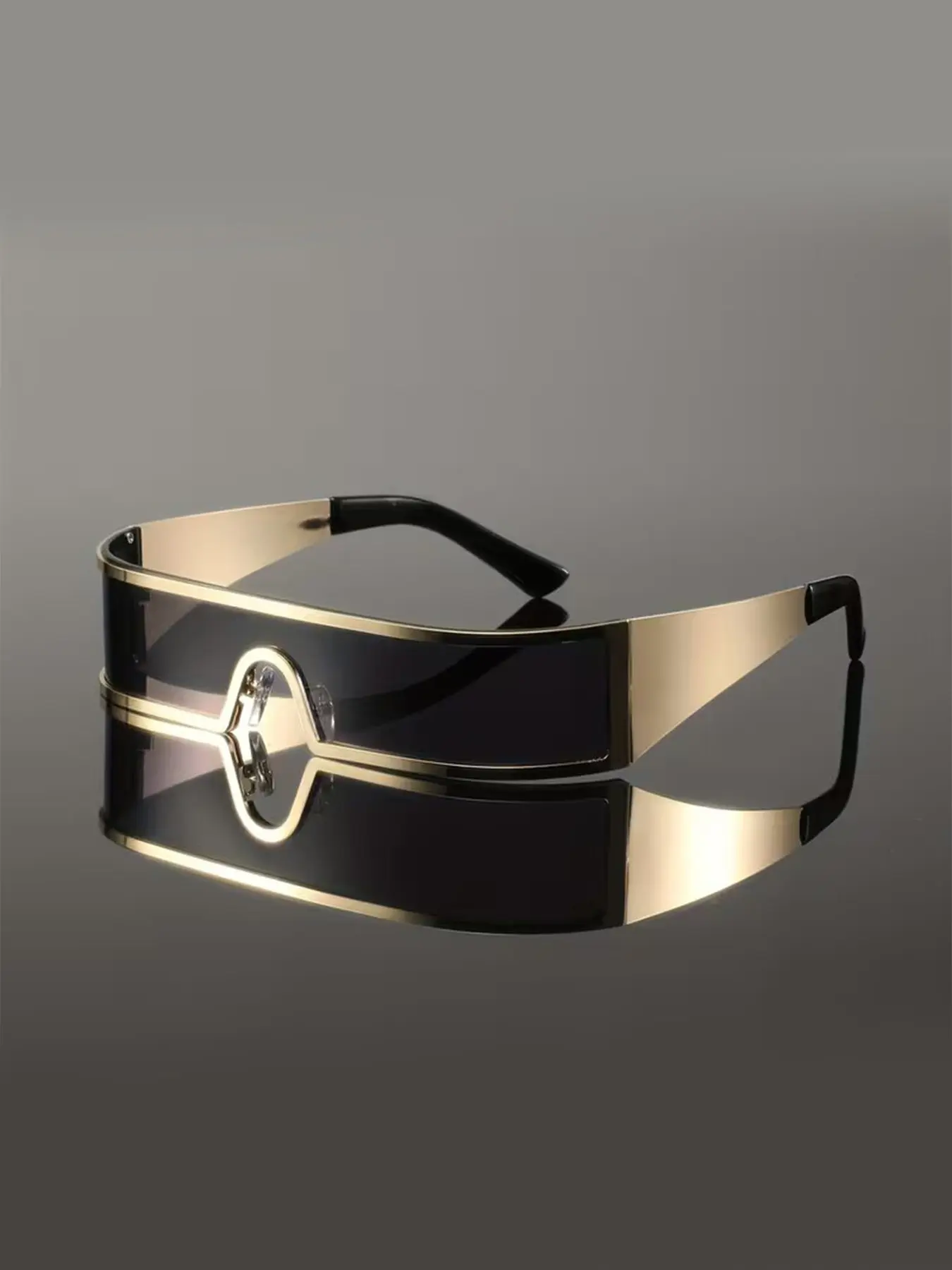 Future Tech Narrow Frame Sunglasses, Metal Trim Y2K Cyberpunk Style, Lightweight Wide Temple, Anti-Scratch Lenses, Streetwear Accessory, Stylish Shades