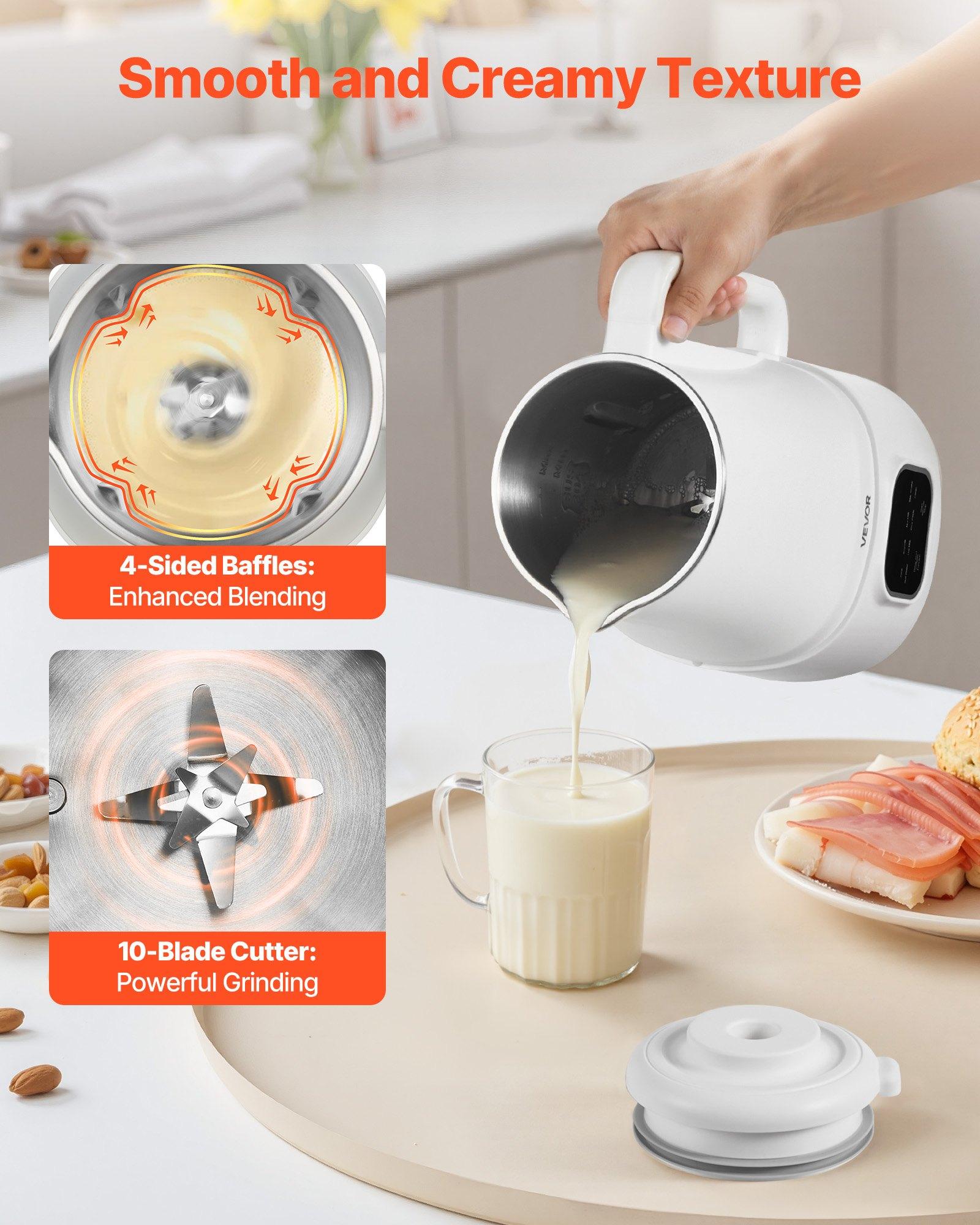 VEVOR 8-in-1 Nut Milk Maker, 34 oz Soy Milk Maker with 200W Blending, for Homemade Oat, Nut, Soy, Juice, Milkshake, Rice Cereal, Plant-Based Beverages with Self-Cleaning, Boil Water, 12-Hour Delay VEVOR 8-in-1 Nut Milk Maker, 34 oz Soy Milk Maker with 200W Blending, for Homemade Oat, Nut, Soy, Juice, Milkshake, Rice Cereal, Plant-Based Beverages with Self-Cleaning, Boil Water, 12-Hour Delay
