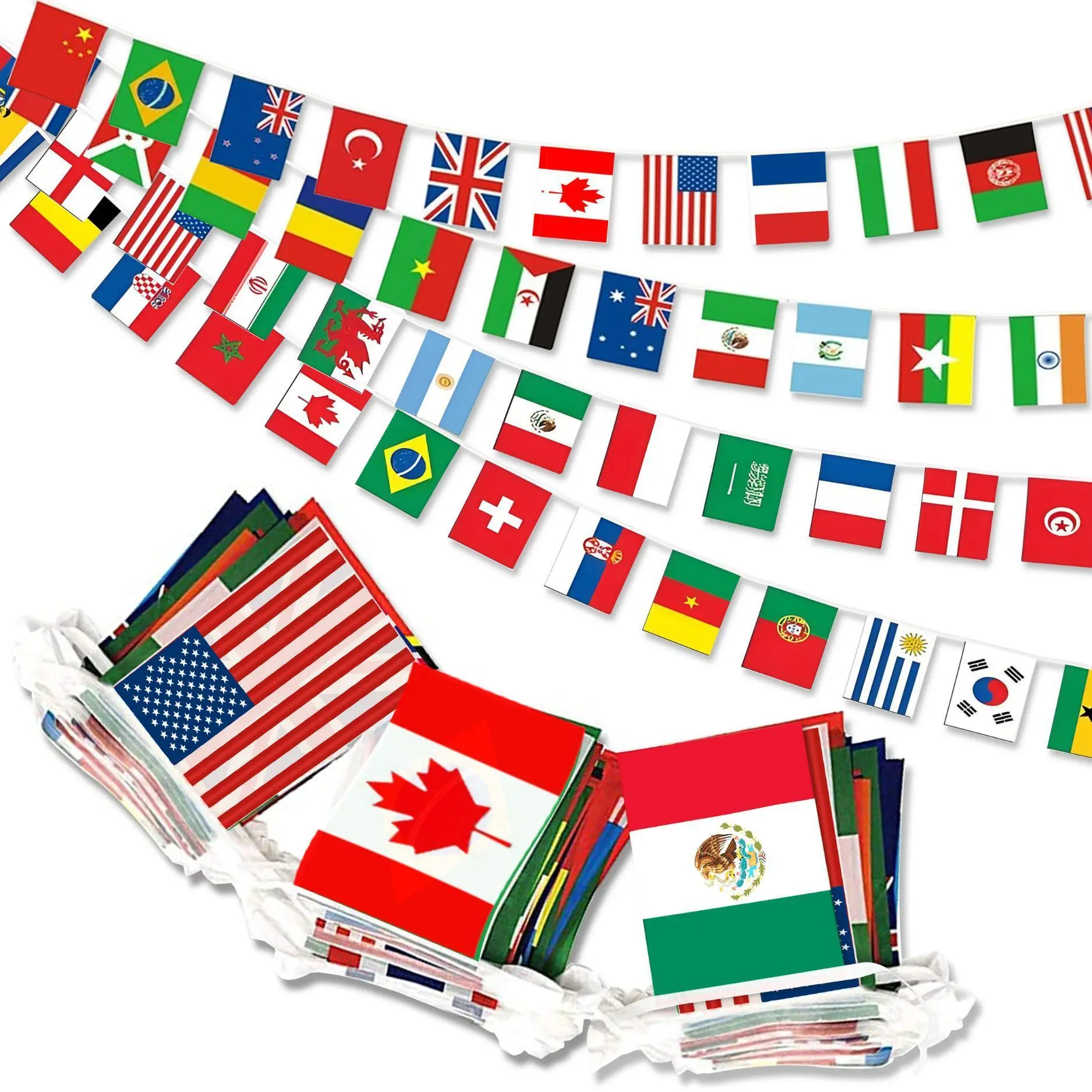 100 Countries String Flag,95FT International Flags Bunting Banner,World Flag for Theme Party,Bars,School,Garden,Sports Game Events,Grand Opening,Classroom,Sports Clubs