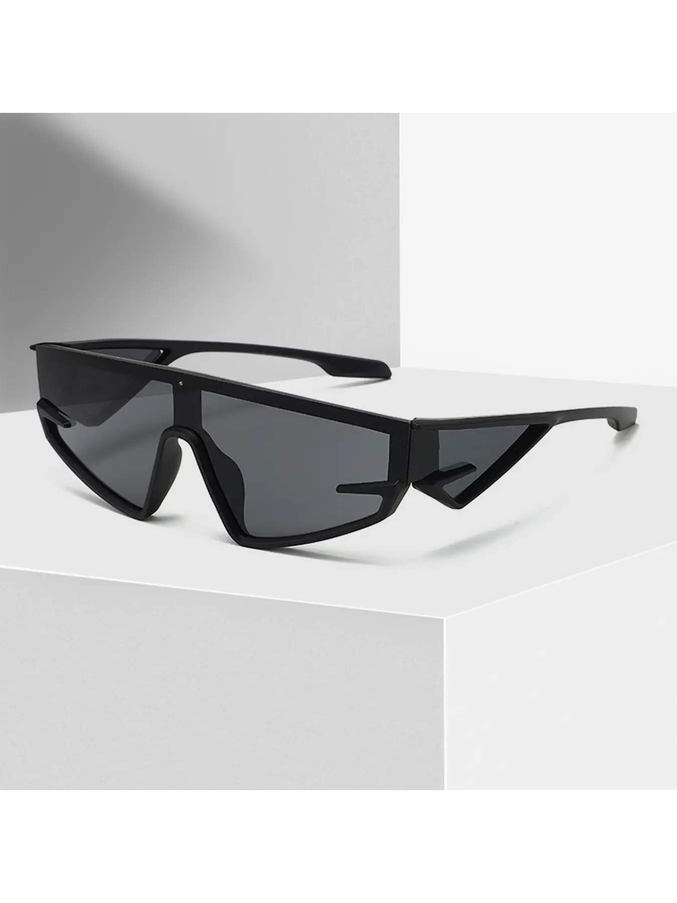 Trendy Integrated Windproof Sunglasses, Unisex Futuristic Wrap-Around Frame, Unique Fashion Sunglasses For Y2K Fashion Shows, UV400 Protection, Outdoor Driving Sunglasses