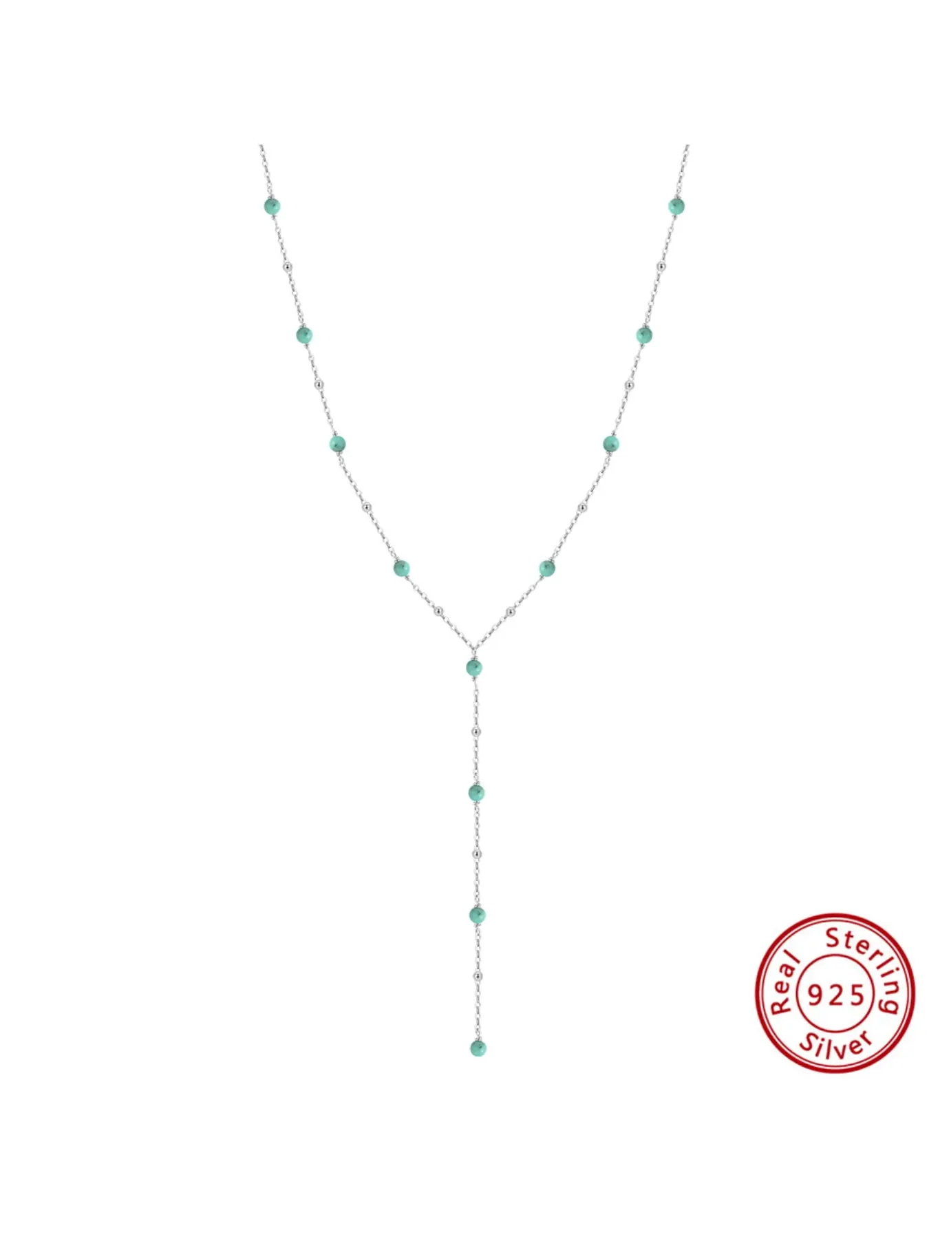 Adjustable Turquoise Necklace for Women, 925 Silver Color + 3mm Natural Turquoise, 35.5+5cm Dual Length, 14k Gold Plated, Perfect Gift