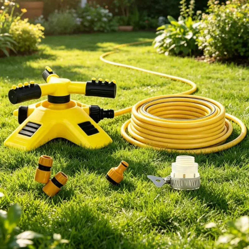 360 Degree Automatic Rotating Sprinkler, Tri-Branch Design, Large Area Irrigation, Efficient Water Saving, Outdoor Garden Use
