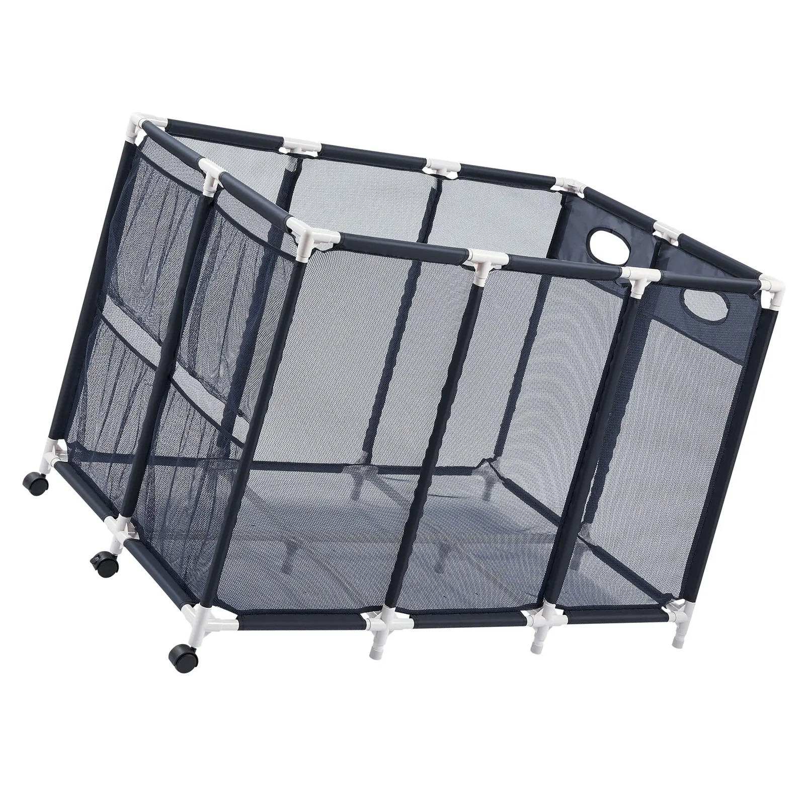 Pool Storage Bin, Rolling Pool Float Storage Organizer with Side Pockets Casters, Easy to Move, Multi-Scene Use