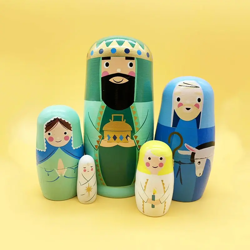 5pcs/set King Home Decor Set, Handmade Solid Wood Russian Nesting Dolls,Matryoshka Dolls,Stackable Dolls, Home Decoration, Kids Educational Toy, Gift Ideas