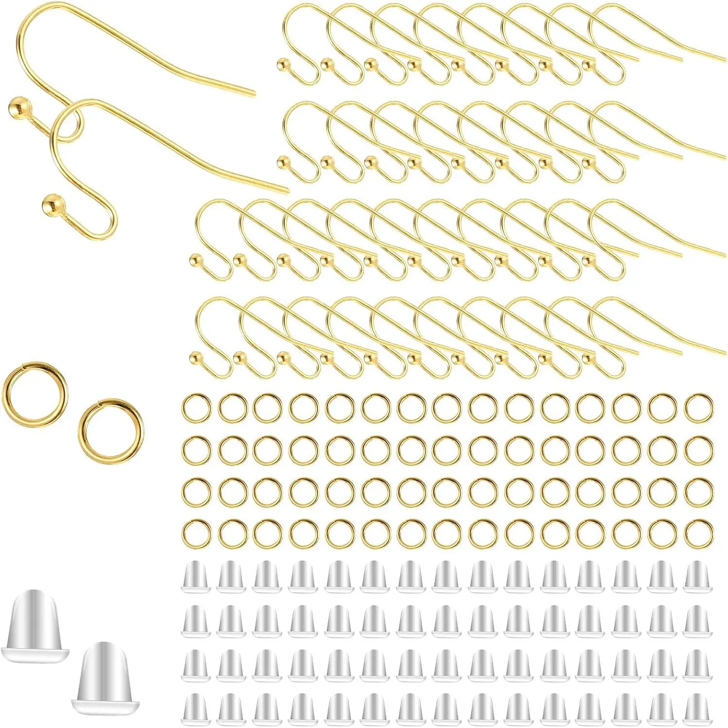 600 count Earing Hooks, Stainless Steel Earring Making Kit Earrings Hooks  Earring Backs Jump Rings for  Making DIY Craft