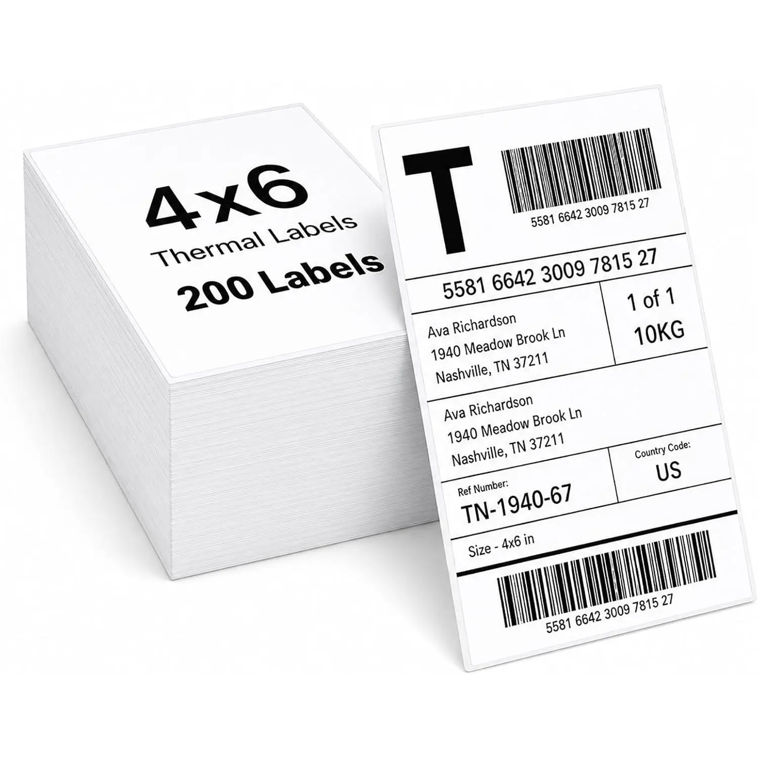 4x6 Direct Thermal Shipping Labels, Compatible with Thermal Printers, for Shipping, Mailing, Small Business (200)