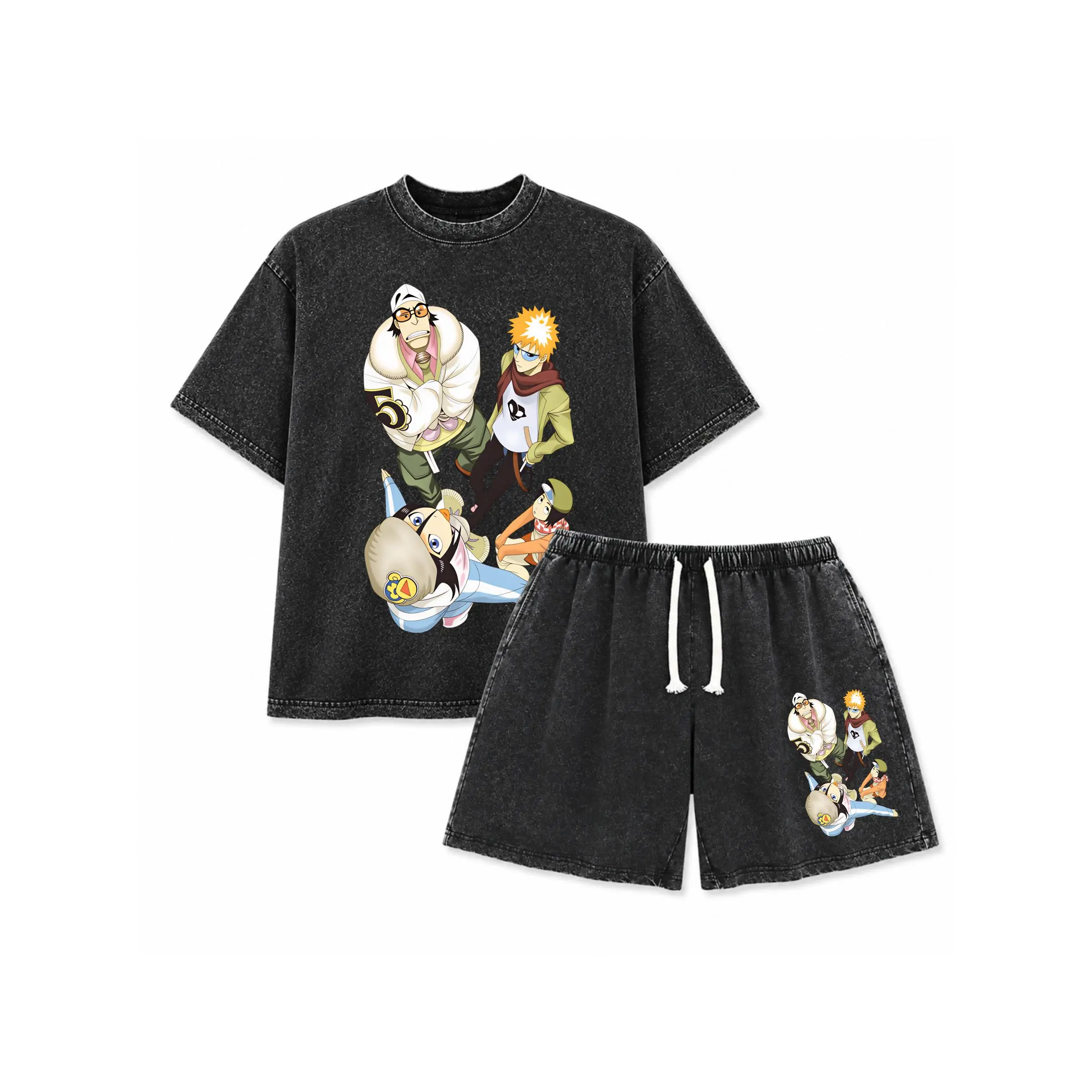 Men's Oversized Vintage Washed Anime Bleach Shirt - Funny Cute Ichigo Rukia Print, Anime Fan Gift, Bleach Merchandise