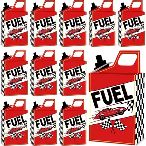 24PCS Race Car Fuel Can Treat Boxes Black White Checkered Flag Racing Party Container for Popcorn Candy Cookie, Suitable for Birthday Wedding Baby Shower Party Favor Decor