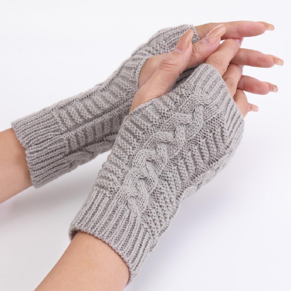 Knitted Half-finger Gloves for Women, 1 Pair Casual Outdoor Sports Fingerless Warm Hand Made Gloves for Autumn and Winter, Unisex, Gloves for Cold Weather