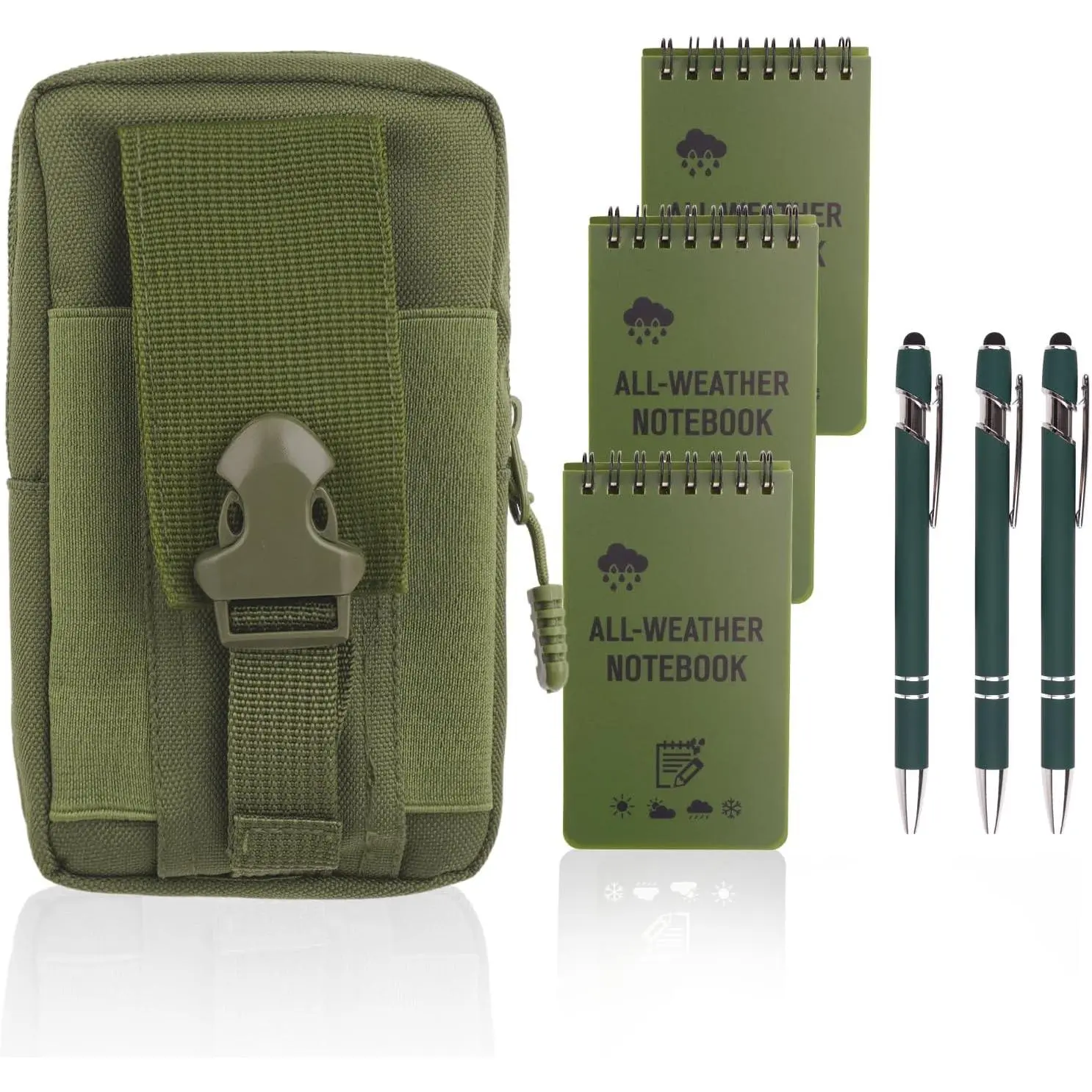 7Pack  Notebook Set with Weatherproof 3 Notepad 3 Pen 1  Bag