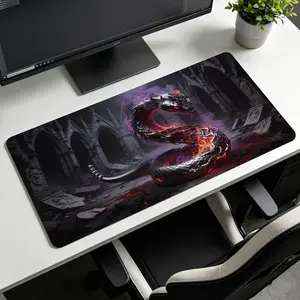 Extra Large 3D Banana Design Flaming Metallic Viper Snake Rectangular Mouse Pad - Non-Slip Rubber Base, Solid Lock Edge, Washable Multi-Size, Premium Multipurpose for Gaming, Office Users, Desktop Protection & Gifting