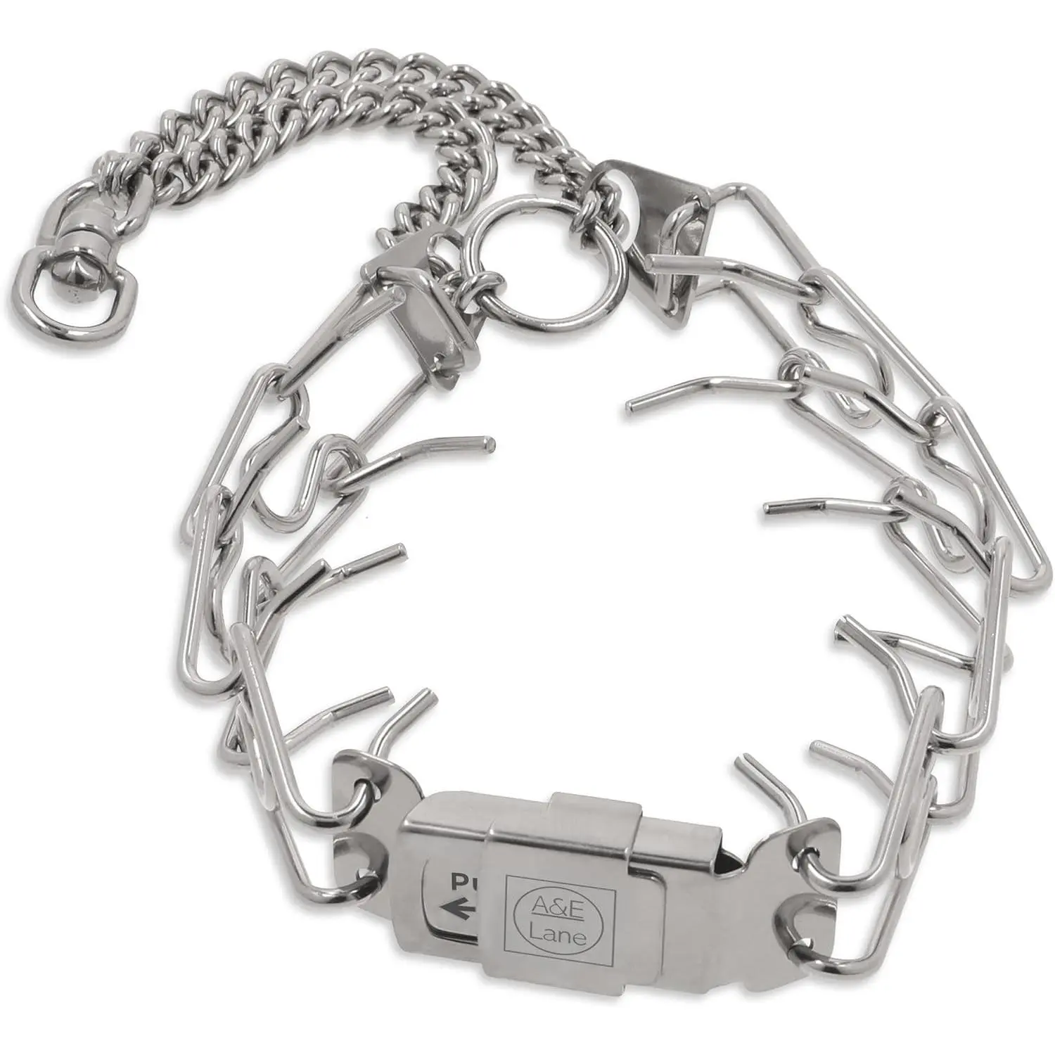 Prong Collar for Dogs - Easy Buckle Prong Collar - 3mm Stainless Steel No Pull Chain Collars - Quick Release Dog Collar - (14 to 20” Neck) Adjustable Dog Training Collars for Large to Medium Size Dogs