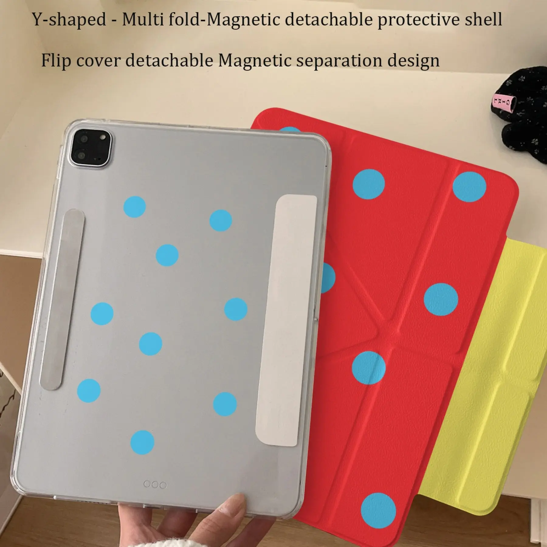 Wind Simple Base Blue Polka Dot Pattern Tablet Protector Case for Apple iPad 11, Anti-Drop Acrylic Stand Cover for Daily Use
