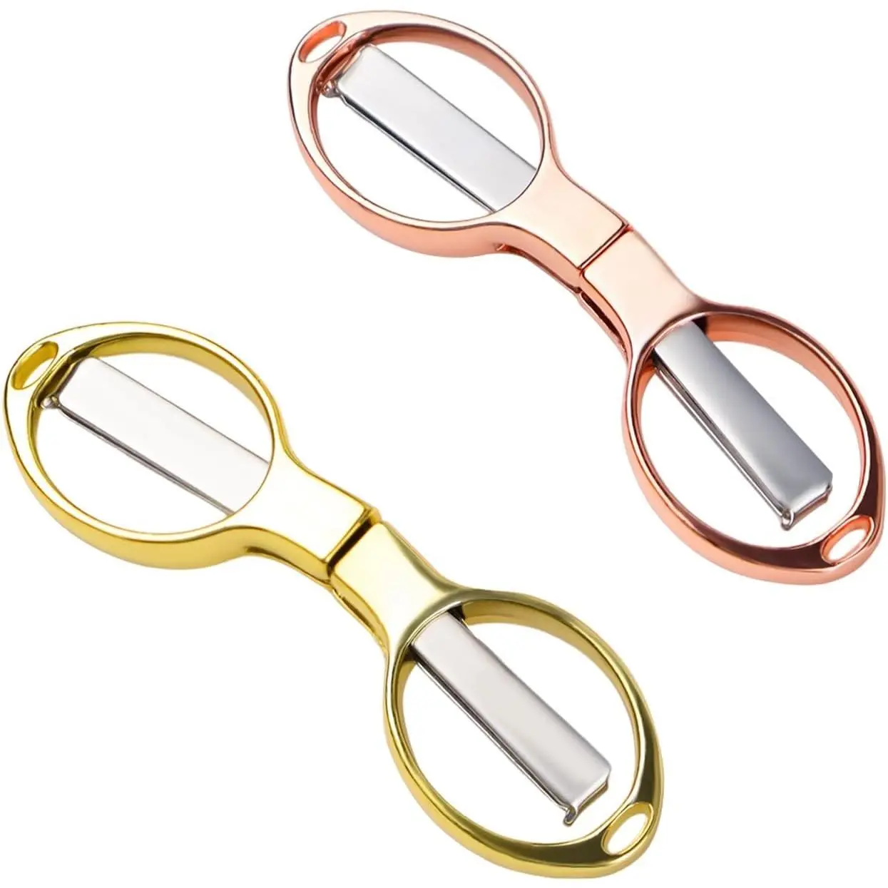 2 count Folding  Safe Foldable Travel  Portable Mini Scissor Stainless Steel Small Folding Scissor for  Office School Travel Use Telescopic  Mini Shear (Rose  + )