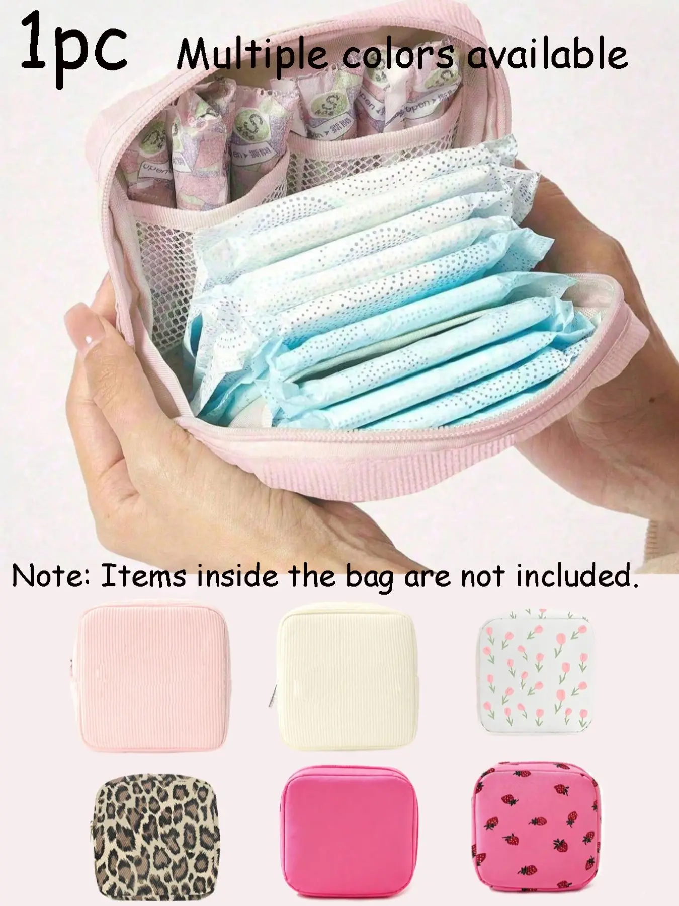 Portable Sanitary Pad Storage Bag, Large Capacity, Simple Style, Ideal for Pads, Tampons, Travel Essentials, Striped Makeup Case, Cosmetics Bag, Cosmetic Travel Bags, Pouch