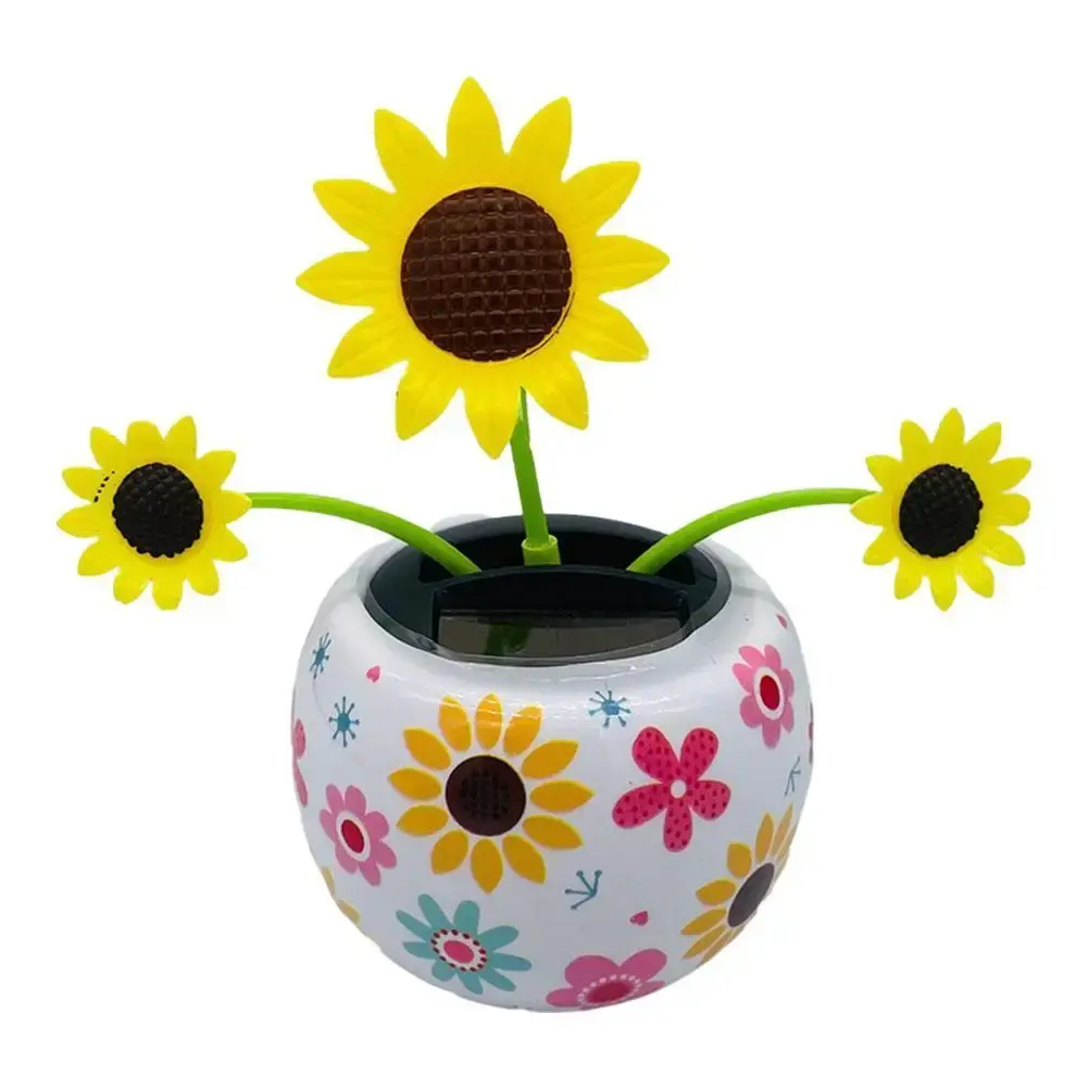 Solar Powered Dancing Sunflower Ornament - 4.5 Inches Tall, Plug-Free Animated Head-Shaking Decor for Car Dashboard, Work Desk, Home Desk, Coworkers, Animated Shaking Head