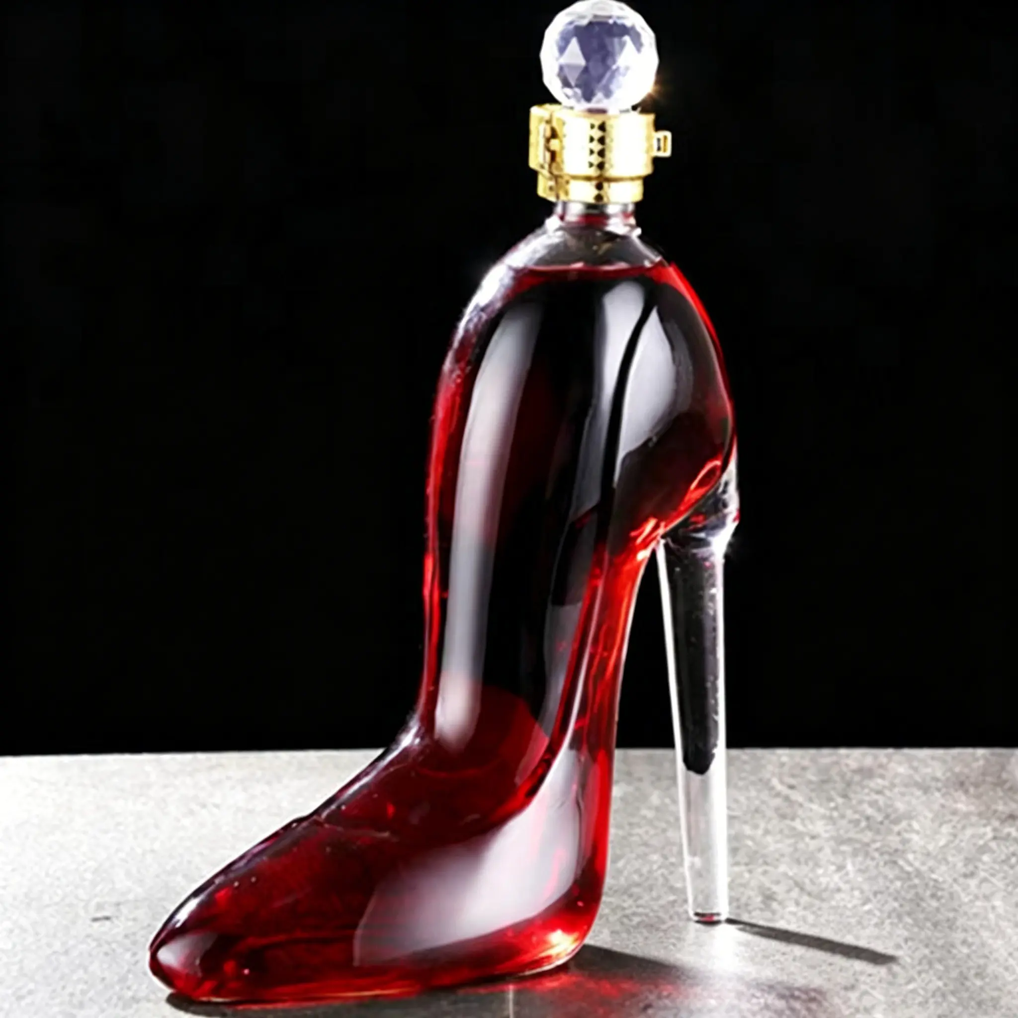 High Heel Shape Hand Blown Glass Wine Decanter, Reusable, Aerate and Oxygenate, Ideal for Vodka, Whiskey, Home Bar, Party, Gift