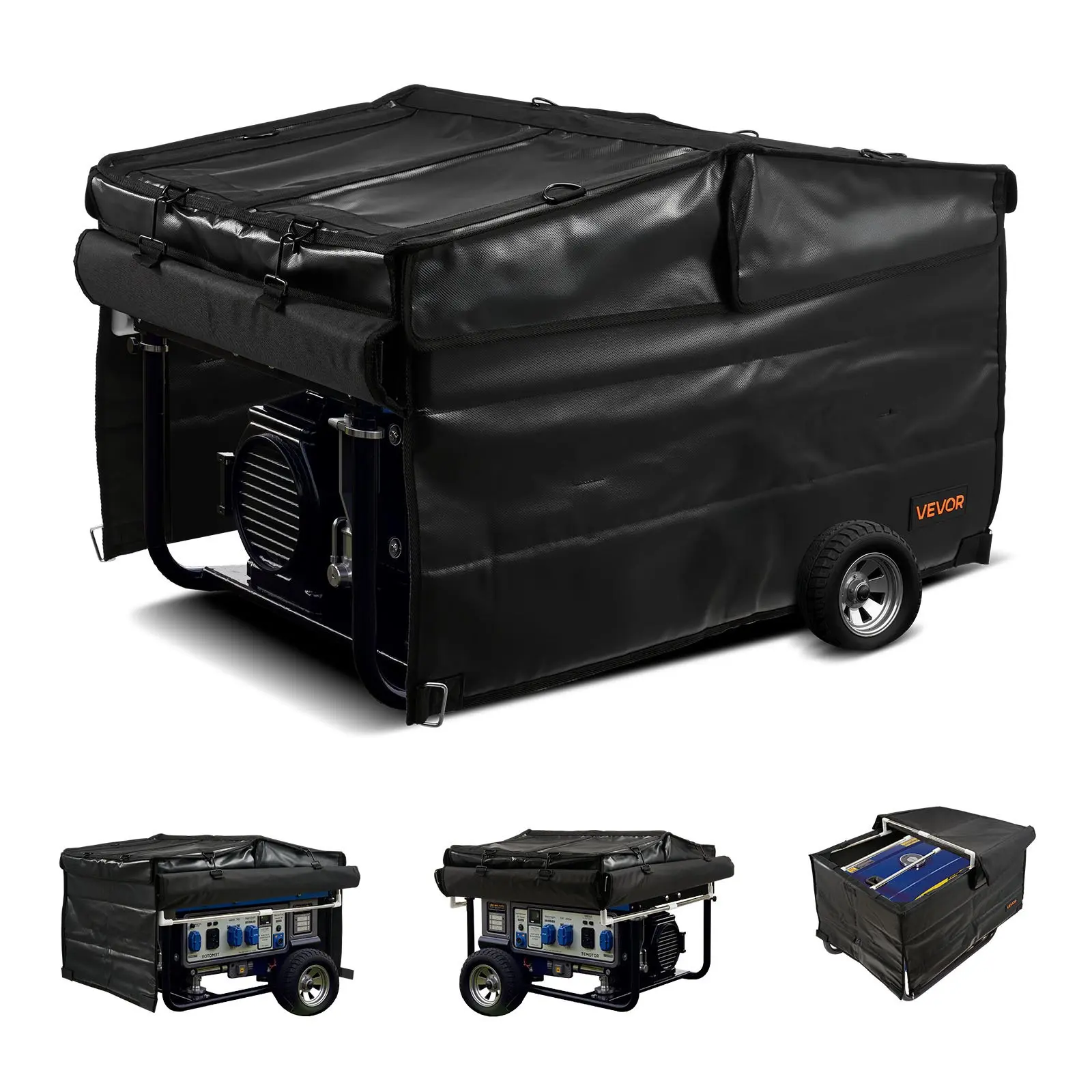 Generator Cover, 34x 26x 21 Inch Waterproof Universal Generator Cover for Most Generators 3500-12000 Watt, Portable Generator Running Cover with Heavy Duty Thicken 420D Oxford Fabric, Black