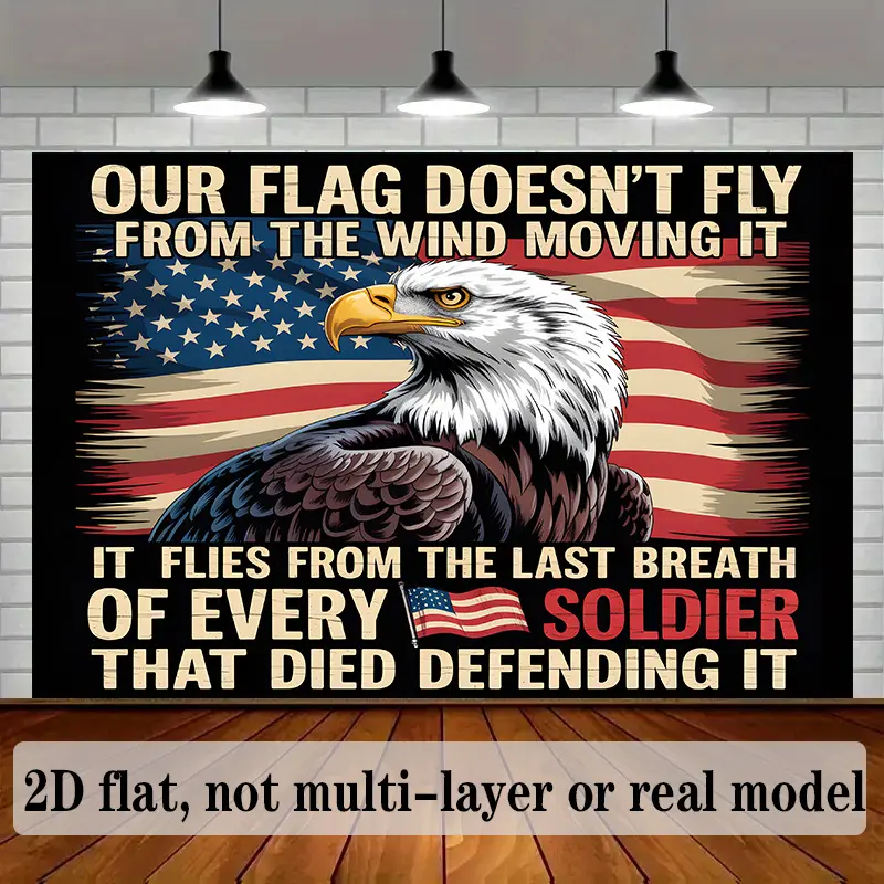 Veterans Day American Flag Eagle Backdrop Banner, Patriotic Soldier Tribute Polyester Wall Tapestry for Army Navy Air Force Celebration, Party Decor
