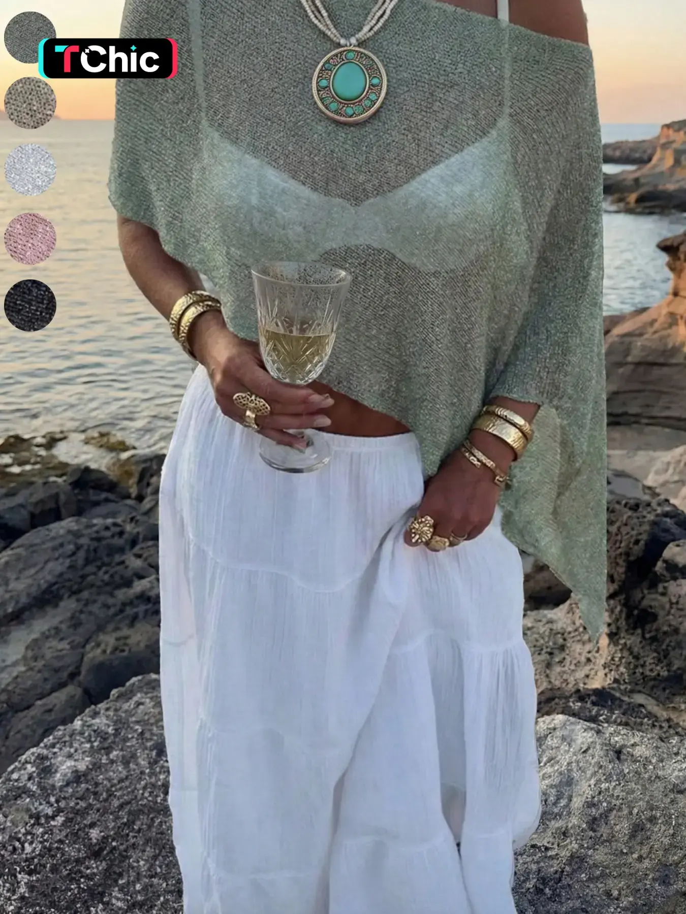 Women's Solid Boat Neck Off-Shoulder Lightweight Shiny Knit Top with Asymmetric Hem, Casual Baggy Loose Fit Flowy Knitted Knitwear Top for Summer Vacation, Beach and Daily Wear, Womenswear