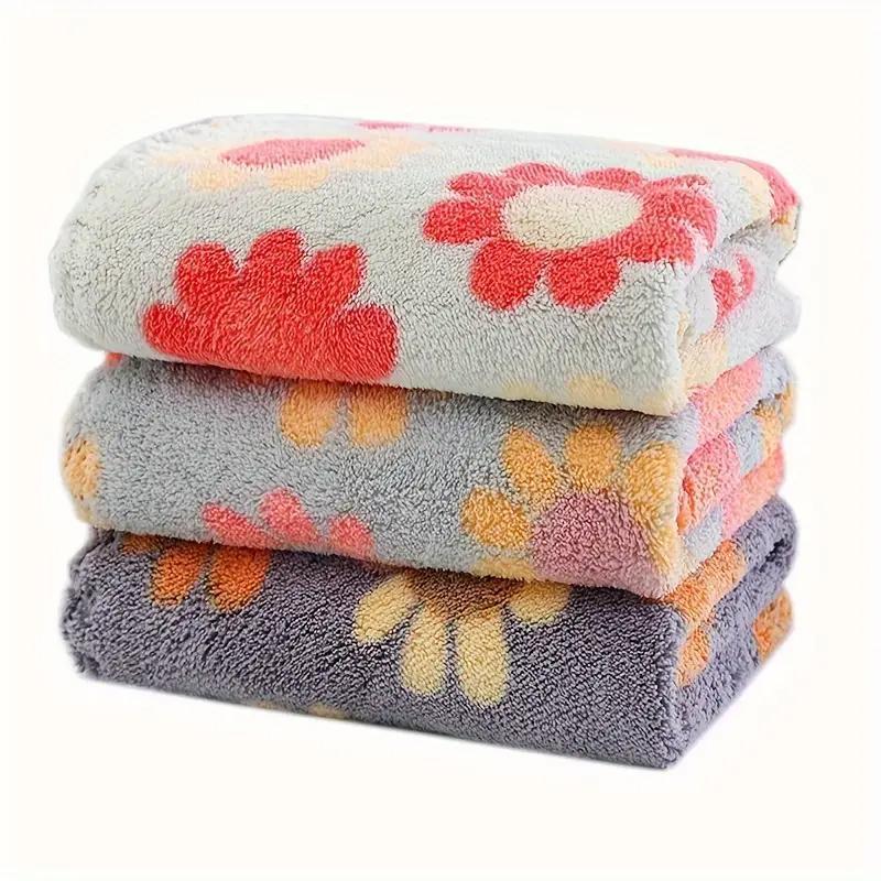 Floral Pattern, 6 Counts/set Soft, Quick-dry Flower Hand Towel for Home Bathroom, Ideal Luxury for Home Bathroom Use, Flower