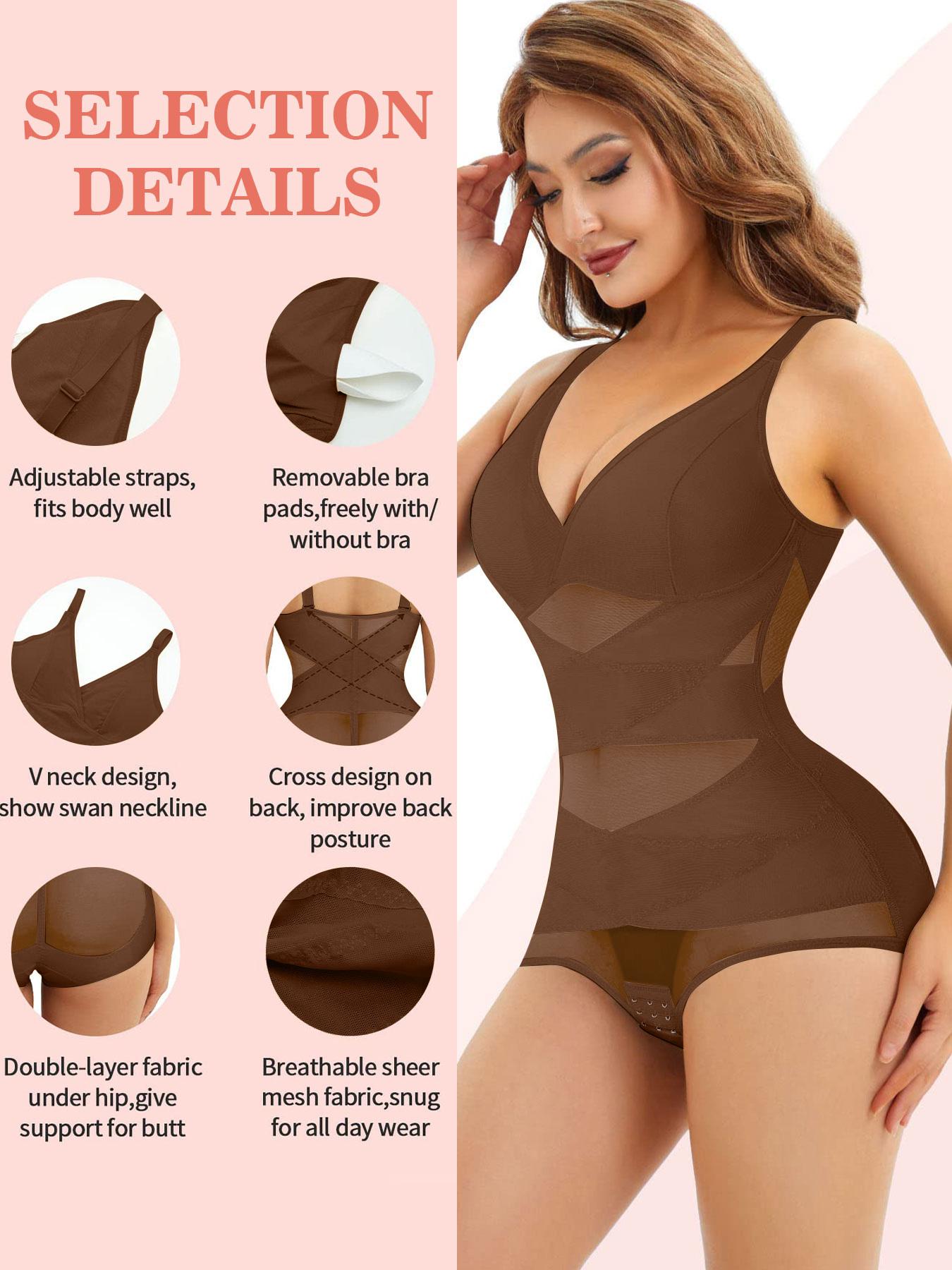 Women's High-Strength Mesh Bodysuit, Strap Design, Elastic Waist Control, Strong Abdominal Compression, New Fabric Material Shapewear