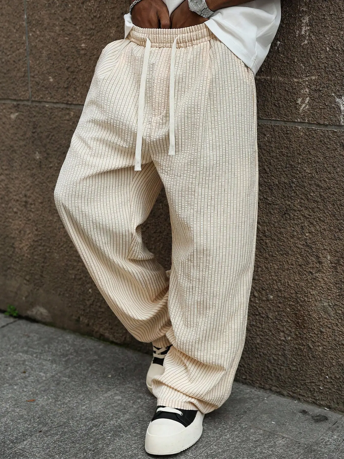Men's Linen Pants, Summer Drawstring Pocket Casual Pants, Elastic Waist, Solid Color, Comfortable Breathable, Classic Fashion