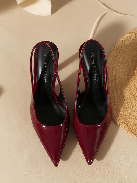 Women's Elegant Stilettos, Pointed Toe Patent Leather High Heels, Slip-On Sexy Shoes for All Seasons, Versatile Fashion Footwear, Fashionable Heeled Sandals