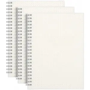 Dotted Journals Spiral Notebook 3 Pack, A5 Bullet Dot Grid Journal with 100 GSM Thick Dotted Paper, Transparent Hardcover, 80 Sheets, for Bullet Journaling, Artist Writing Drawing, 5.7" x 8.3"