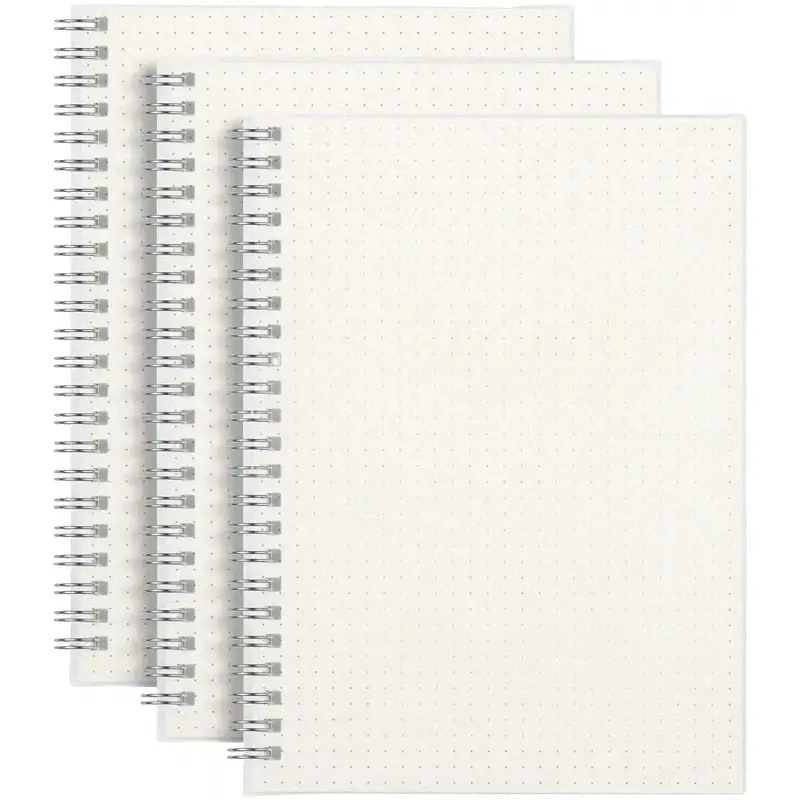 Dotted Journals Spiral Notebook 3 Pack, A5 Bullet Dot Grid Journal with 100 GSM Thick Dotted Paper, Transparent Hardcover, 80 Sheets, for Bullet Journaling, Artist Writing Drawing, 5.7" x 8.3"
