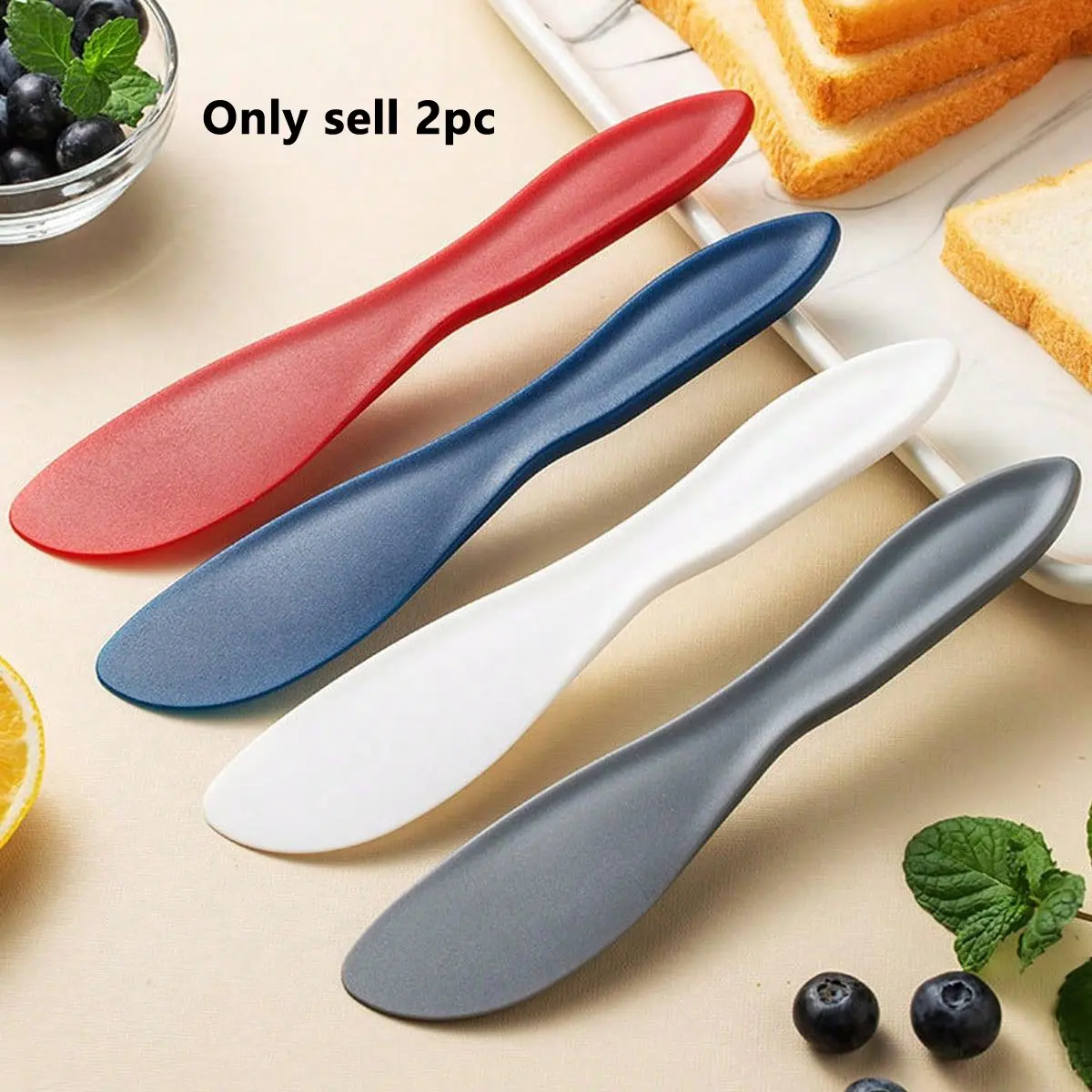 2pc Plastic Cream Spatula Set, Jam Toast Spread Knife, Cake Smoother Butter Scraper, Baking Tools for Kitchen Use Utensils, Kitchenware