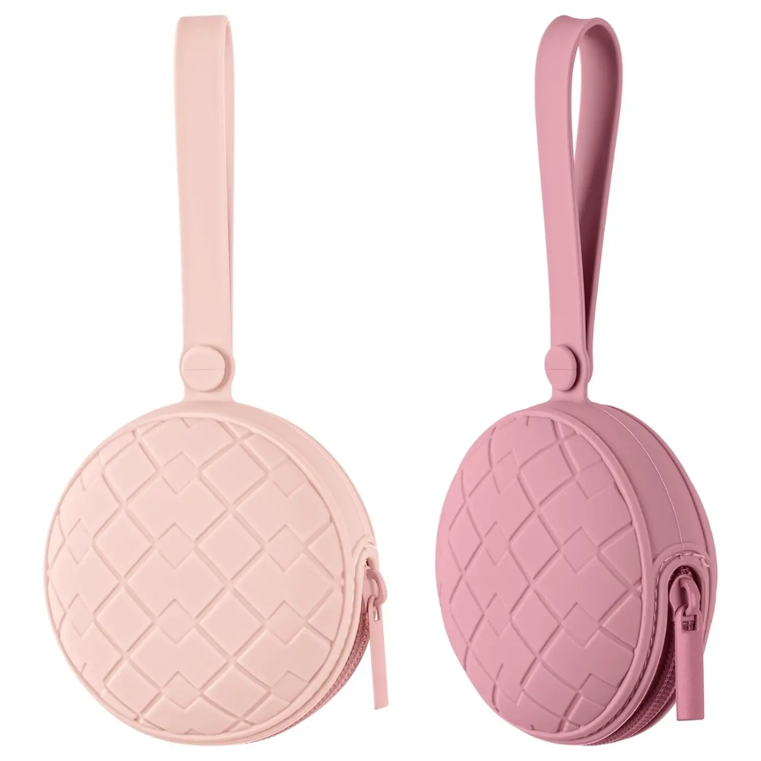 2 Pack Portable Silicone Pacifier Holder Case for Newborn Boys & Girls, Baby Pacifier Storage Pouch (Pink+Mauve)(Gift)