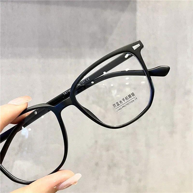 Anti Blue Light Ladies Square Myopia Glasses Ultralight Clear Transparent Computer Nearsighted Eyeglasses with Diopter 0 To -4.0