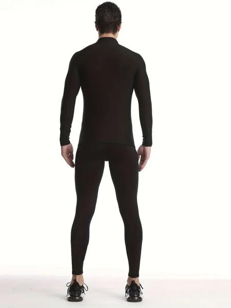Men's 2-Piece Thermal Compression Set, Long Sleeve Turtleneck Top & Pants, Breathable and Stretchy Base Layer for Running, Cycling and Training in Cold Weather