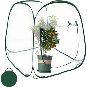 Plant Mini Greenhouse Pop Up Greenhouse Covers, Transparent Freeze Protection PVC Tent with Roll-up Zipper Entry Doors for Indoor and Outdoor Gardens Protecting Plant from Cold Frost (PVC, 39x39x39in)