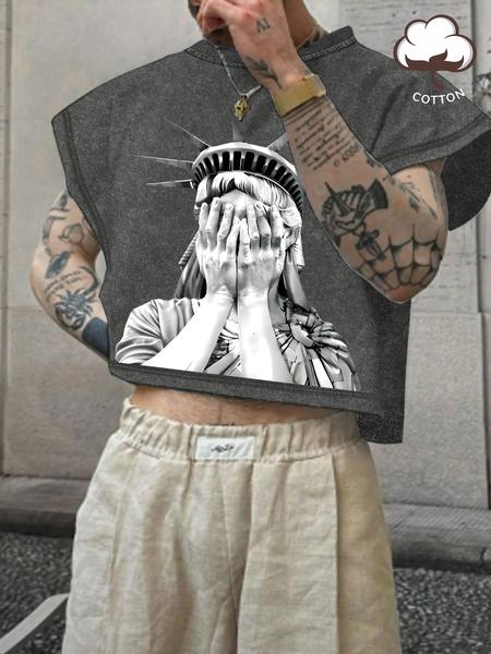 Men's Solid Color Crop Tank Top, Regular Fit Casual Sleeveless Round Neck Top for Summer, Fashion Men's Clothes for Daily Wear Men's Solid Color Crop Tank Top, Regular Fit Casual Sleeveless Round Neck Top for Summer, Fashion Men's Clothes for Daily Wear