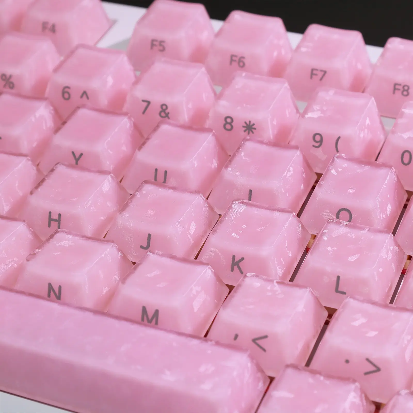 132 Key Crystal Semi-Transparent Carbon Fiber Texture Keycap, Compatible with Most Mechanical Keyboards, 61/87/96/98/104/108 Keys, Not for 7u/6.5u Spacebar