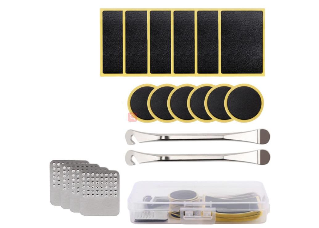 Bicycle Quick Tire Repair Kit with Glueless Patches Tire Levers Portable Storage Box Complete Fixing Set